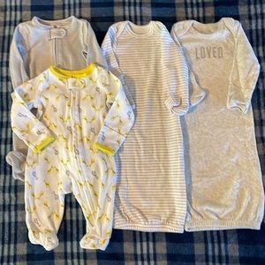 Simple joys by Carter’s Newborn cotton bundle. 2 sleeper gowns & 2 footed pjs.